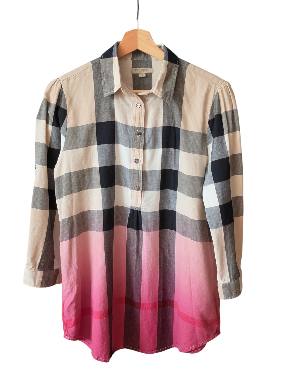 Burberry Womens Nova Plaid Tunic Top Medium EUC